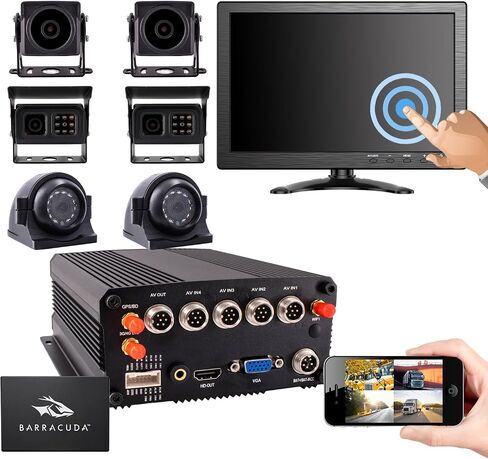 JOINLGO 8 Channel Mobile DVR Backup Camera System Remote Monitor on PC Phone GPS WIFI 4G 1080N AHD Vehicle Car DVR MDVR Video Recorder with 8 1080P sensor Car Cameras for Truck/RV/Bus in Kuwait