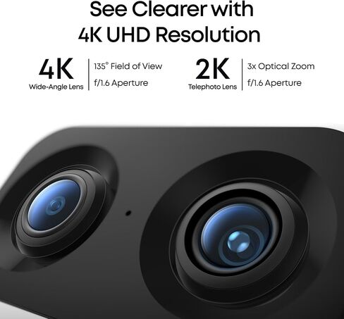 كاميرا eufy Security الداخلية S350، كاميرات مزدوجة، كاميرا أمان بدقة 4K UHD مع تكبير 8× وPTZ 360 درجة، الذكاء الاصطناعي البشري/الحيوانات الأليفة، مثالية لمراقبة الأطفال/كاميرا الحيوانات الأليفة/أمن المنزل، شبكة Wi-Fi 6 مزدوجة النطاق، التوصيل in Kuwait