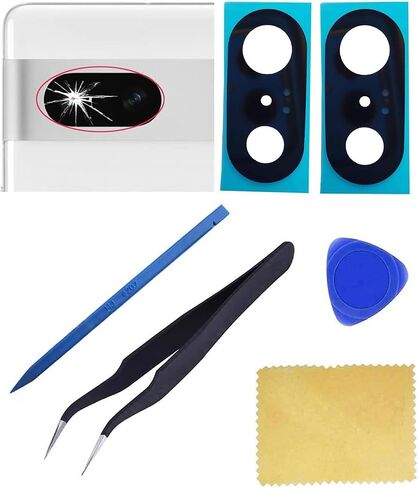 ubrokeifixit for Google Pixel 7 6.3" Rear Back Camera Glass Lens Cover Replacement for Google Pixel 7 6.3" 2022 GVU6C GQML3,with Pre-Cut Tape (2 pcs/Pixel 7 6.3"/Black) in Kuwait