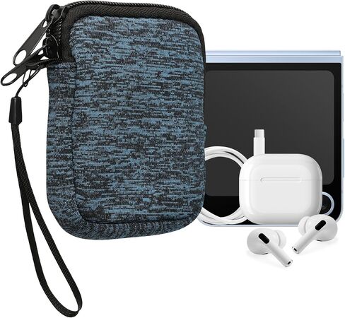kwmobile Neoprene Phone Pouch Size XXL - 7" - Universal Cell Sleeve Mobile Bag with Zipper, Wrist Strap - Black in Kuwait