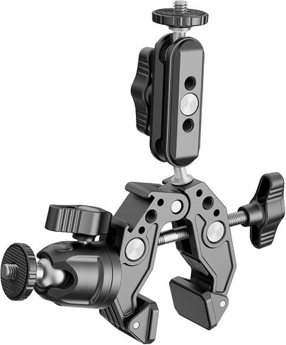 NEEWER Super Clamp with 3" Dual Ballhead Magic Arm, Ball Head Adapter, Cold Shoe, Phone Holder, Action Camera Clamp Mount for Flat/Round Surface Compatible with GoPro DJI iPhone 15 Pro Max, ST85 in Kuwait