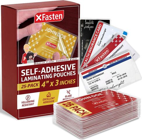XFasten Self-Sealing Laminating Pouches Business Card Size, 9.5 Mil and Hard Self Laminating Business Cards Pouch (Pack of 25) in Kuwait