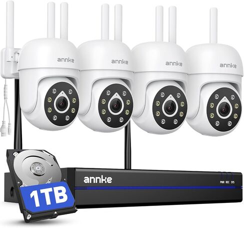 ANNKE 8CH Wired Outdoor Security Camera System with AI Human/Vehicle Detection, 5MP Lite H.265+ CCTV DVR Recorder and 4 x 1080P Surveillance Cameras, Email Alert with Snapshots, No Hard Drive in Kuwait