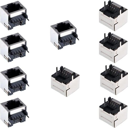 Oiyagai 10Pcs Shielded RJ45 8P8C 180 Degree Angle Network Modular PCB Mount Jack Connector in Kuwait