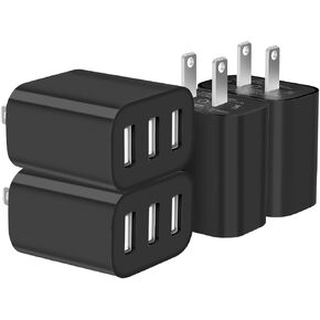 USB Wall Charger, 3 Pack 3-Port USB Charger Block Wall Adapter USB Charging Cube Brick Compatible with iPhone 8/7/6 Plus/X, iPad, Samsung Galaxy S5 S6 S7 Edge, LG, Android and More in Kuwait