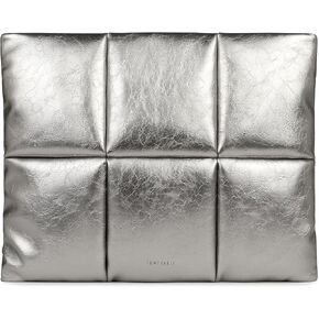 Comfyable Puffy Laptop Sleeve 15 Inch 16 Inch, Puffer Laptop Carrying Case for Women, Pillow Case Compatible for MacBook Air 15 in M3 & MacBook Pro 16 in 2023 M3, 16 in PU Leather Puff Cover, Silver in Saudi Arabia