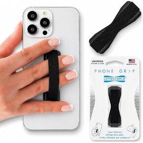 LoveHandle Phone Grip for Most Smartphones and Mini Tablets, Black Elastic Strap with Black Base, LH-01Black in Kuwait