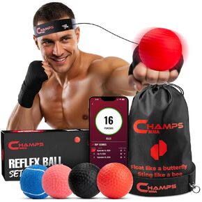 Boxing Reflex Balls Set of 4 – Boxing Ball MMA Gear of with Varying Weights with Adjustable Headband and 4 Spare Strings to Improve Speed and Hand-Eye Coordination for Men, Kids Boxing Equipment in Saudi Arabia