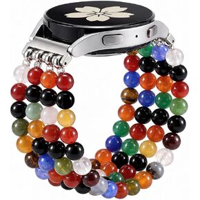 Newlibery Natural Stone Bracelet Beaded Band Women 20mm Compatible with Samsung Galaxy Watch 7/6/5/4/Active 2/4 Classic/6 Classic/5 Pro/FE 40mm 42mm 43mm 44mm 45mm 46mm 47mm in Kuwait