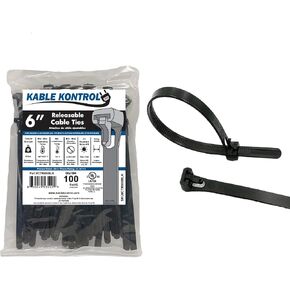 Kable Kontrol Reusable Cable Zip Ties 14 Inch 100 Pcs Black, 50 Lbs Tensile Strength, Self-Locking, Multipurpose Trigger Releasable & Adjustable Nylon Plastic cord wraps for indoor & Outdoor use in Kuwait