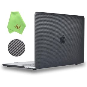 UESWILL Compatible with MacBook Air 13 inch Case M1 A2337 A2179 A1932 with Retina Display Touch ID 2018 2019 2020 2021 Release, Carbon Fiber Texture Hard Shell Case Cover, Black in Kuwait