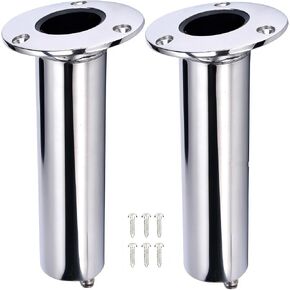 Amarine Made (Set of 2) Heavy Duty Stainless Steel 316 Deluxe Rod Holders with Drain, Flush Mount Fishing Rod Pole Holders, 15 Degree in Kuwait