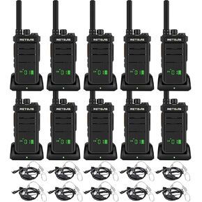Retevis RB26 3 وات راديو ثنائي الاتجاه طويل المدى، أجهزة اتصال لاسلكية GMRS مع سماعة أذن ومجموعة ميكروفون، أجهزة راديو ثنائية الاتجاه قابلة لإعادة الشحن طويلة المدى، لأعمال بناء أمن المدرسة (10 عبوات) in Kuwait