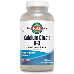 KAL Calcium Citrate with D 1000 IU Tablets, 1000 mg, 180 Count in Kuwait