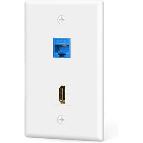 في سي اي [مدرج في قائمة يو ال] في سي اي 2 منفذ RJ45 Cat6 كيستون جاك مقرنة ايثرنت ومنفذ HDMI انثى الى انثى كيستون جاك لوحة حائط لتلفزيون HDTV in Kuwait