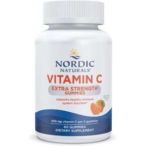Nordic Naturals Vitamin C Extra Strength Gummies - Tangerine Flavor - 60 Gummies - 500 mg Vegan Vitamin C Supplement - Low-Sugar Immune-Support Gummies - 30 Servings in Kuwait