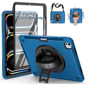 SUPFIVES Case for iPad Pro 12.9 2022 6th Generation: Upgraded Military Grade Shockproof Protective Silicone Cover for iPad 12.9 Inch 5th Gen 2021-Pencil Holder-Handle-Shoulder Strap-Kick Stand-Black in Kuwait