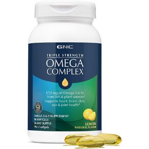 GNC Triple Strength Omega Complex, 90 Lemon Flavored Softgels, Supports Joint, Skin, Eye, and Heart Health in Kuwait