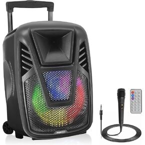 Pyle 1000W Portable Bluetooth PA Speaker - 10'' Karaoke Speaker System with UHF Wireless Microphone, Remote Control & Built-in Rechargeable Battery, MP3/USB/SD, LED Battery Indicator Lights - PSBT105A in Kuwait