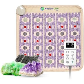 HealthyLine TAJ Far Infrared Heating Pad - Natural Crystal Gemstones Mat for Back Pain - Electric Auto Shut Off - Rejuvenating Negative Ions and Photon Lights - 60" x 24" in Saudi Arabia
