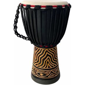 طبلة JIVE BRAND Djembe Drum Bongo الكونغو الأفريقية من خشب الماهوجني مع قاعدة ثقيلة من جلد الماعز جودة احترافية - ارتفاع 40.64 سم - غير مصنوعة في الصين in Kuwait