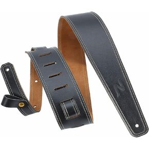 Nefelibata Guitar Strap, 2.5" Wide Bavarian Tumbled Leather Guitar Straps with Foam Padding and Cable Storage Loop, for Kids, Men and Women, for Acoustic, Bass and Electric Guitars（Dark Gray） in Kuwait