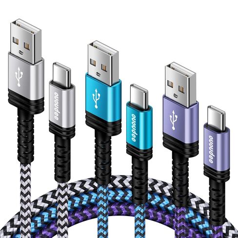USB-A to USB C Charger Braided Cord 3Pack 3/6/10FT Long USB A to Type C Charger Cable Fast Charging for Samsung Galaxy S23 Ultra,S23+,A14,A13,S22 Ultra,S21 FE,A54,A04S,S20 S10 S9 Plus,Pixel 7a 7 6 Pro in Kuwait