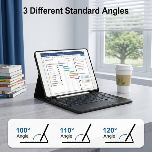 Backlit Touchpad Keyboard Case for iPad Pro 12.9" 2017/2015, Magnetically Detachable Wireless Bluetooth Keyboard Cover with Pencil Holder for iPad Pro 12.9 1st / 2nd Gen, Black in Kuwait