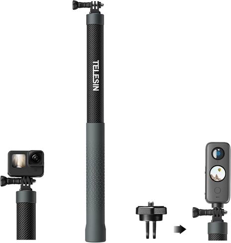 TELESIN Ultra Long Selfie Stick Pole- 3M/118 Inch Carbon Fiber Lightweight Waterproof Extendable Handheld Monopod for GoPro Max Hero 11 10 9 8 7 6 5 Insta360 X2 X3 DJI Action 2 3 AKASO 360 Camera in Kuwait