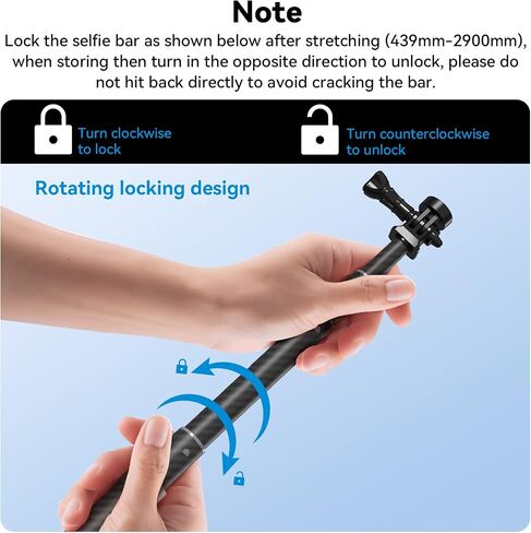 TELESIN Ultra Long Selfie Stick Pole- 3M/118 Inch Carbon Fiber Lightweight Waterproof Extendable Handheld Monopod for GoPro Max Hero 11 10 9 8 7 6 5 Insta360 X2 X3 DJI Action 2 3 AKASO 360 Camera in Kuwait