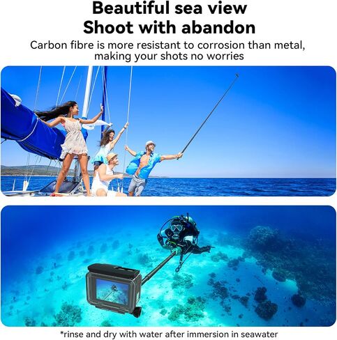 TELESIN Ultra Long Selfie Stick Pole- 3M/118 Inch Carbon Fiber Lightweight Waterproof Extendable Handheld Monopod for GoPro Max Hero 11 10 9 8 7 6 5 Insta360 X2 X3 DJI Action 2 3 AKASO 360 Camera in Kuwait