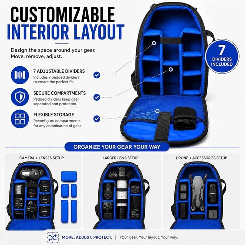 Acuvar Professional DSLR Camera Backpack with Rain Cover for Canon, Nikon, Sony, Olympus, Samsung, Panasonic, Pentax models. in Kuwait