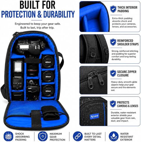 Acuvar Professional DSLR Camera Backpack with Rain Cover for Canon, Nikon, Sony, Olympus, Samsung, Panasonic, Pentax models. in Kuwait