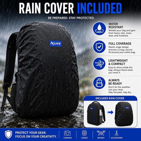 Acuvar Professional DSLR Camera Backpack with Rain Cover for Canon, Nikon, Sony, Olympus, Samsung, Panasonic, Pentax models. in Kuwait