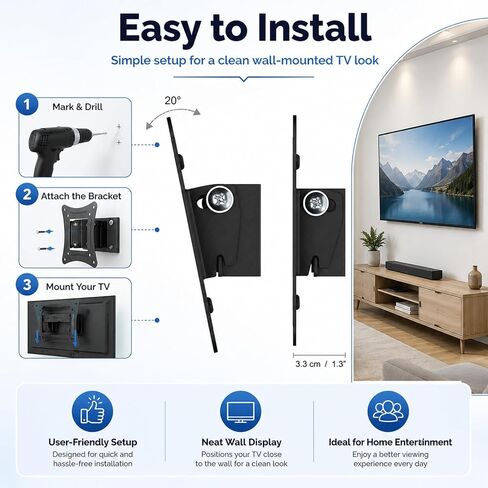 Tilting TV Wall Mount Monitor Wall Mount Camper 14-24 Inch LED LCD Small Monitor Bracket with Screw in Kuwait