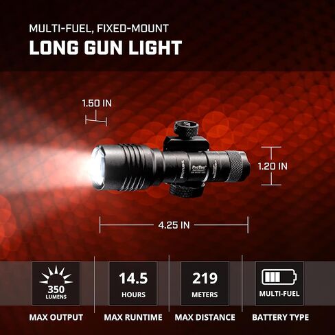 Streamlight 88058 ProTac Rail Mount 1 350-Lumen مصباح سلاح متعدد الوقود مع بطاريات CR123A ومفتاح ضغط عن بعد، مفتاح ذيل، مشابك، أسود، صندوق in Kuwait