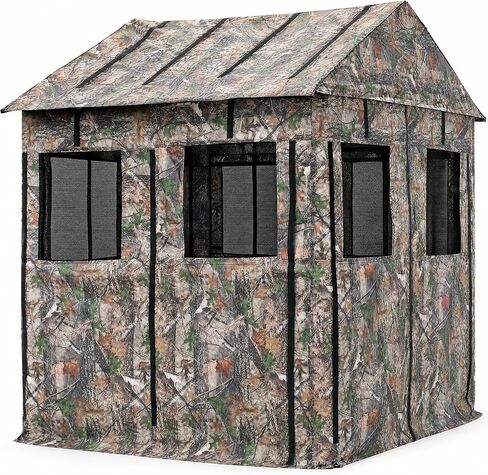 Deluxe Steel Frame True Timber® Camo 3 or 4 Person Hunting Ground Blind - (8) Shoot Through Mesh Windows and Anchoring System Included in Kuwait