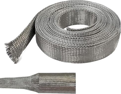 Electriduct 1/8" Tinned Copper Metal Braid Sleeving Flexible EMI RFI Shielding Wire Mesh (0.08" Diameter) - 250 Feet in Kuwait