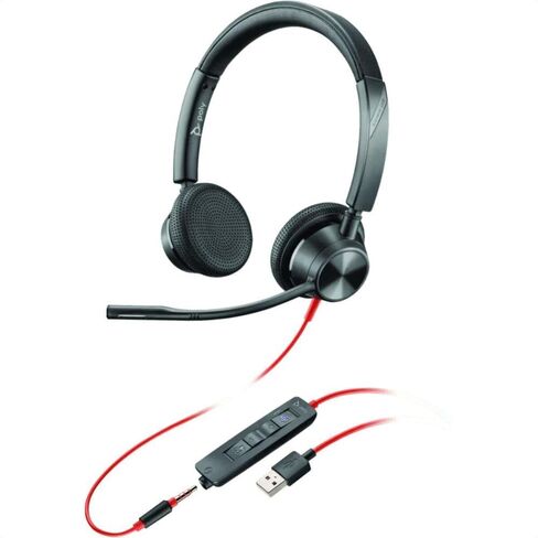 Plantronics - Blackwire 3325 - Wired, Dual-Ear (Stereo) Headset with Boom Mic - USB-A/3.5mm to connect to your PC and/or Mac - Works with Teams (Certified), Zoom & more in Kuwait