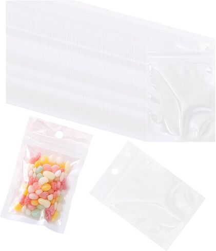 300pcs 2.36" x 3.94" White Clear Bag, Self Seal Plastic Retail Packaging Bag Zip Lock Reclosable Bag Smell Proof Storage Pouch with Hang Hole for Small Accessories Packing in Kuwait