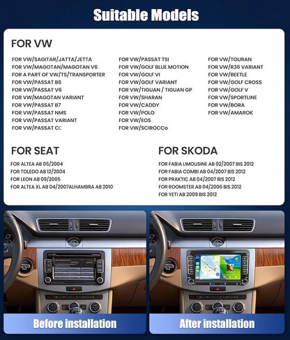 2G+64G Android Car Radio for VW Passat Golf Jetta Golf Tiguan Wireless Apple CarPlay Android Auto Double Din 7 Inch Touch Screen Bluetooth GPS Navigation WiFi FM/RDS USB/Type-C + Backup Camera Mic in Kuwait