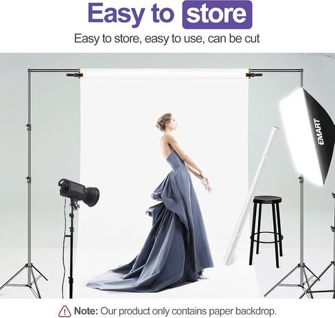 Emart Matte Seamless Photography Background Paper, 4.4x16FT Paper Backdrops for Photography, Studio, Videos, Portrait, Compatible with Backdrop Stand,Photo Backdrop Paper (53''x16.4' Black) in Kuwait