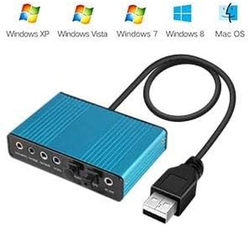 Optimal Shop USB 2.0 External Sound Card 6 Channel 5.1 Surround Adapter Audio S/PDIF for PC -Blue in Kuwait