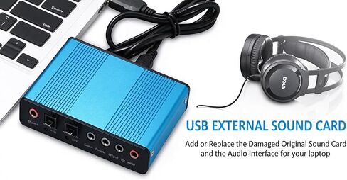 Optimal Shop USB 2.0 External Sound Card 6 Channel 5.1 Surround Adapter Audio S/PDIF for PC -Blue in Kuwait
