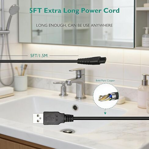 for Nicwell Water Flosser Charger, Power Cord Compatible with Nicwell F5025 COSLUS F5020E Oralfree Cordless Portable Water Dental Flosser Replacement Power Supply Adapter Cable in Kuwait
