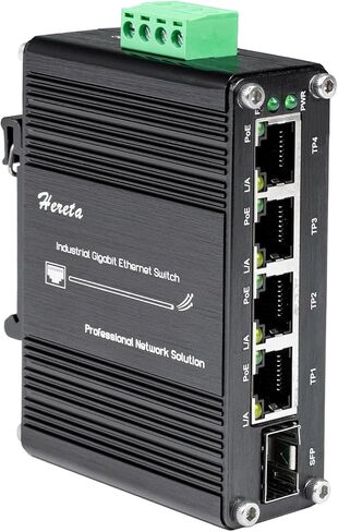 Hardened Industrial Gigabit Fiber PoE+ Switch Compact 30W PoE+ Optical Ethernet Switch 4 Ports 10/100/1000Base-T & 1 Port 100/1000Base-X Dual Rate SFP PoE+ Switch in Kuwait