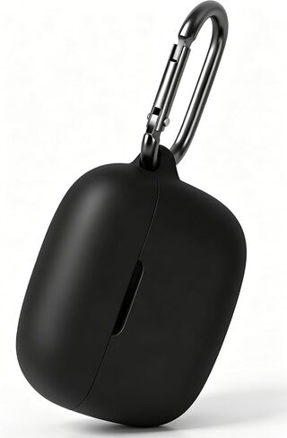Geiomoo Silicone Carrying Case Compatible with JBL Vibe 200TWS, Portable Scratch Shock Resistant Cover with Carabiner (Black) in Kuwait