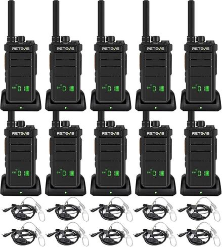 Retevis RB26 3 وات راديو ثنائي الاتجاه طويل المدى، أجهزة اتصال لاسلكية GMRS مع سماعة أذن ومجموعة ميكروفون، أجهزة راديو ثنائية الاتجاه قابلة لإعادة الشحن طويلة المدى، لأعمال بناء أمن المدرسة (10 عبوات) in Kuwait