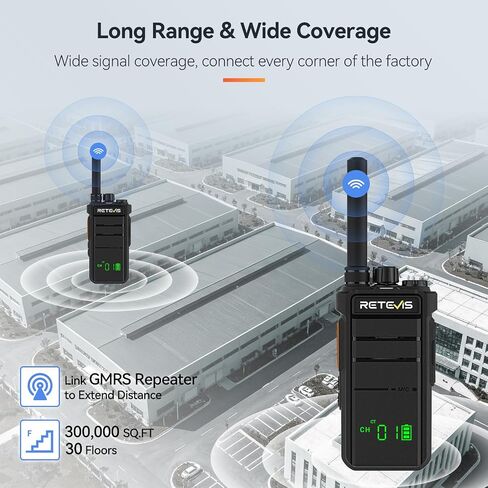Retevis RB26 3 وات راديو ثنائي الاتجاه طويل المدى، أجهزة اتصال لاسلكية GMRS مع سماعة أذن ومجموعة ميكروفون، أجهزة راديو ثنائية الاتجاه قابلة لإعادة الشحن طويلة المدى، لأعمال بناء أمن المدرسة (10 عبوات) in Kuwait