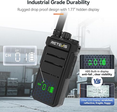 Retevis RB26 3 وات راديو ثنائي الاتجاه طويل المدى، أجهزة اتصال لاسلكية GMRS مع سماعة أذن ومجموعة ميكروفون، أجهزة راديو ثنائية الاتجاه قابلة لإعادة الشحن طويلة المدى، لأعمال بناء أمن المدرسة (10 عبوات) in Kuwait